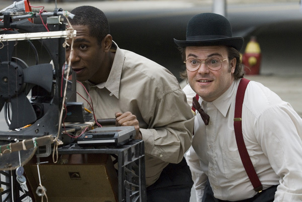 Mos Def and Jack Black on the set of 